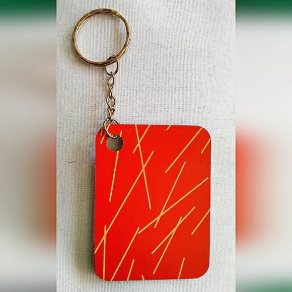 NEW Handmade Keychain Bag Tag! Italian Wood - Lines2. "I LOVE My Bag" Wood Heart - Picture 4 of 6